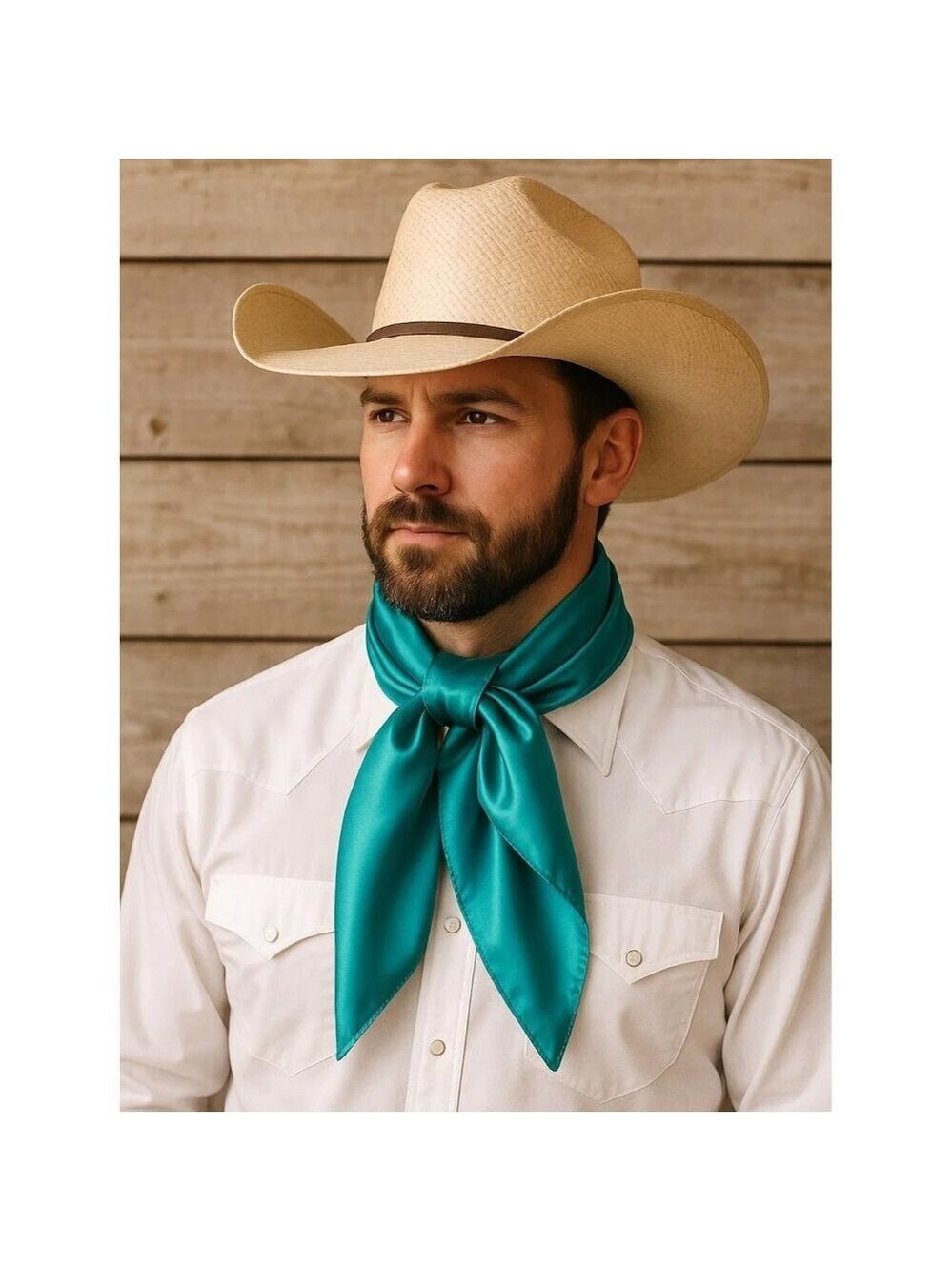 Teal Blue Wild Rag Large Scarf 23x23" Western Accessory Cowgirl or Cowboy - Picture 3 of 7